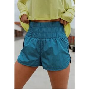 Free People Movement The Way Home Shorts Teal‎ Turquoise Smocked Waist S